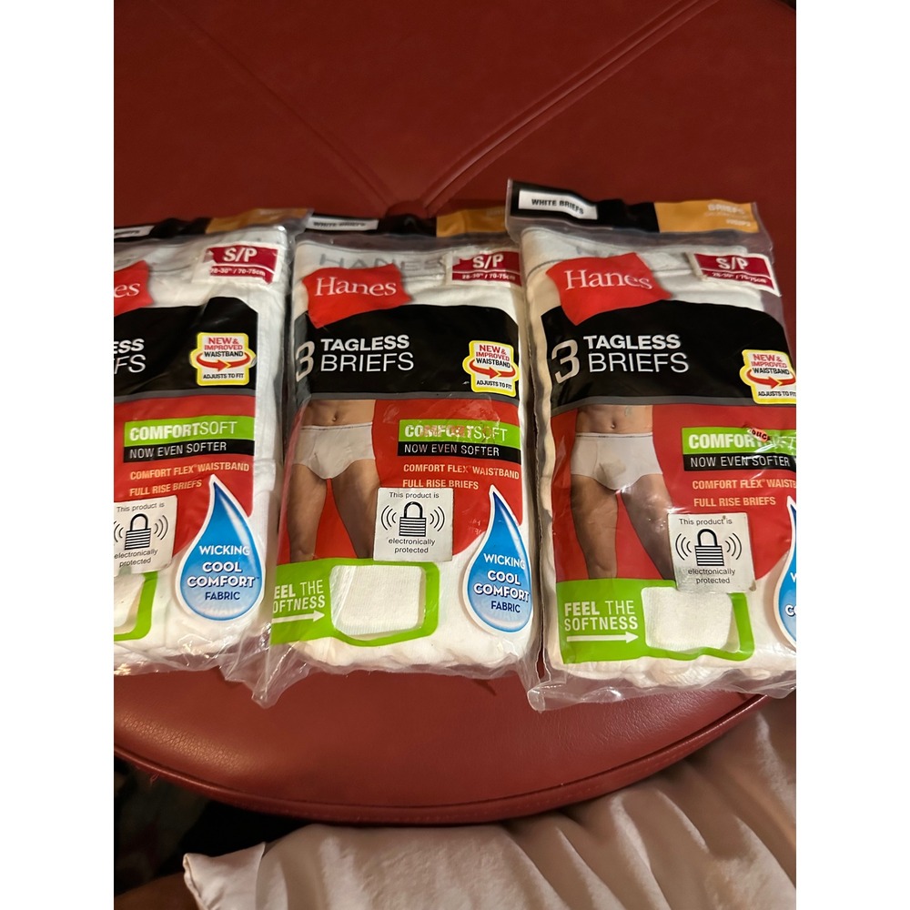 Hanes Mens 9 Pack Tagless Briefs White ComfortSoft Cotton Small 28-30 2252P3